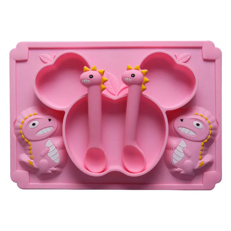 Детская обеденная Тарелка на присоске тарелка в клетку мультяшная пищевая