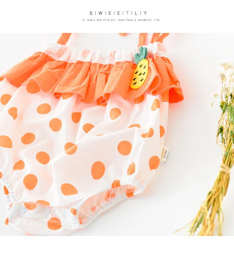 Новое летнее хлопковое боди для новорожденных с рисунком ананаса и узором в