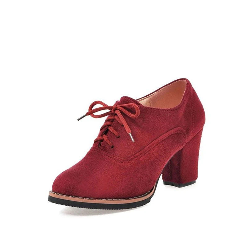 MCCKLE Autumn Shoes Women Pumps Suede Nubuck Lace Up Chunky Heels Ladies Fashion Platform Female Shoes Casual New Footwear