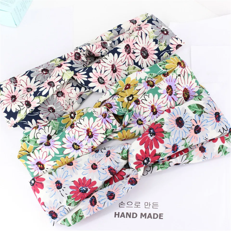 Повязка для волос с цветочным принтом женская богемный Бандаж перехлёстом