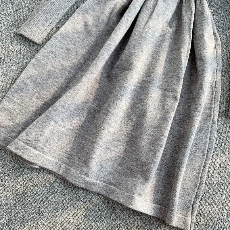 ALPHALMODA осеннее трикотажное платье с длинными рукавами и галстуком-бабочкой, милое женское платье с тонкой талией в консервативном стиле, трикотажное платье