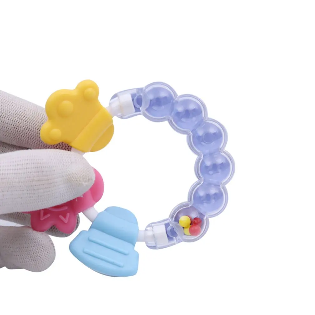 

Baby Kid Toddler Teether Molar Rod Chew Toy Silicone Handbell Jingle Design Bell Baby Teether Molar Stick Silicone Teether