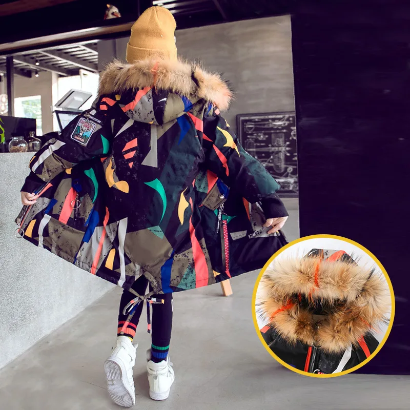 Зимние куртки для девочек 2019 Модное теплое плотное зимнее пальто