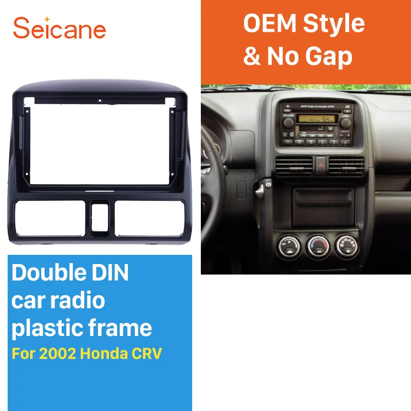Black 9 inch Double Din Car Radio Fascia Frame For HONDA CRV CR-V 2002 Multimedia Video player Dash Mount Kit Trim Panel No gap