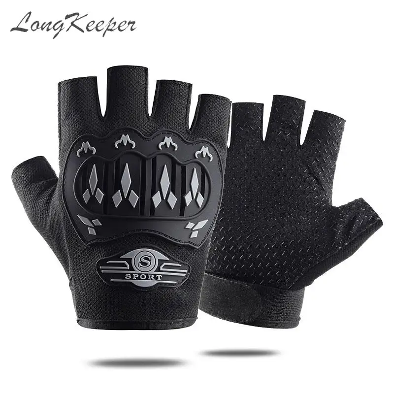 LongKeeper Mens Fingerless Leather Gloves Dancing Party Show Glove for Men Autumn Mittens Black Gold Silver Luvas SXJ139