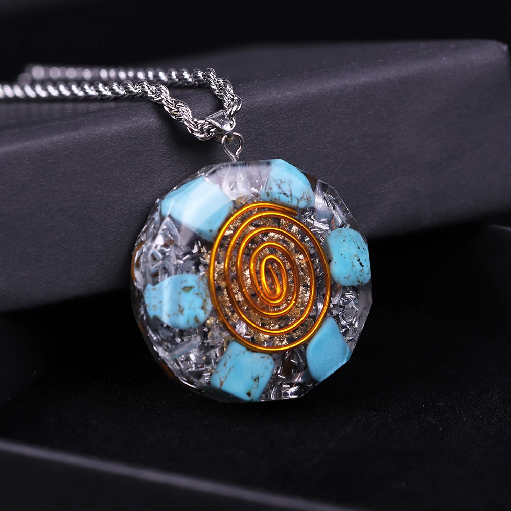 Ожерелье с подвеской Orgonite бирюзовый кулон Energy Crystal Reiki ювелирные изделия для