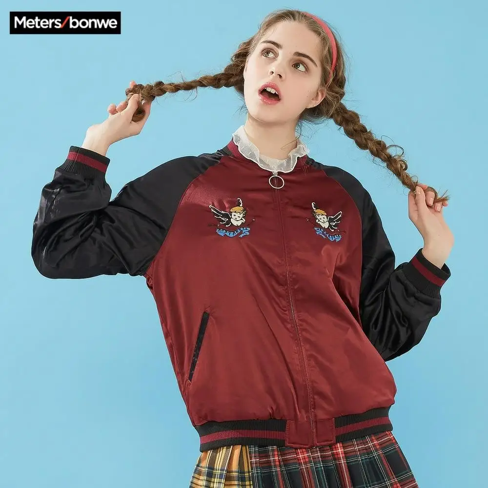 Metersbonwe Новая модная бейсбольная куртка женская осенняя одежда двухсторонняя