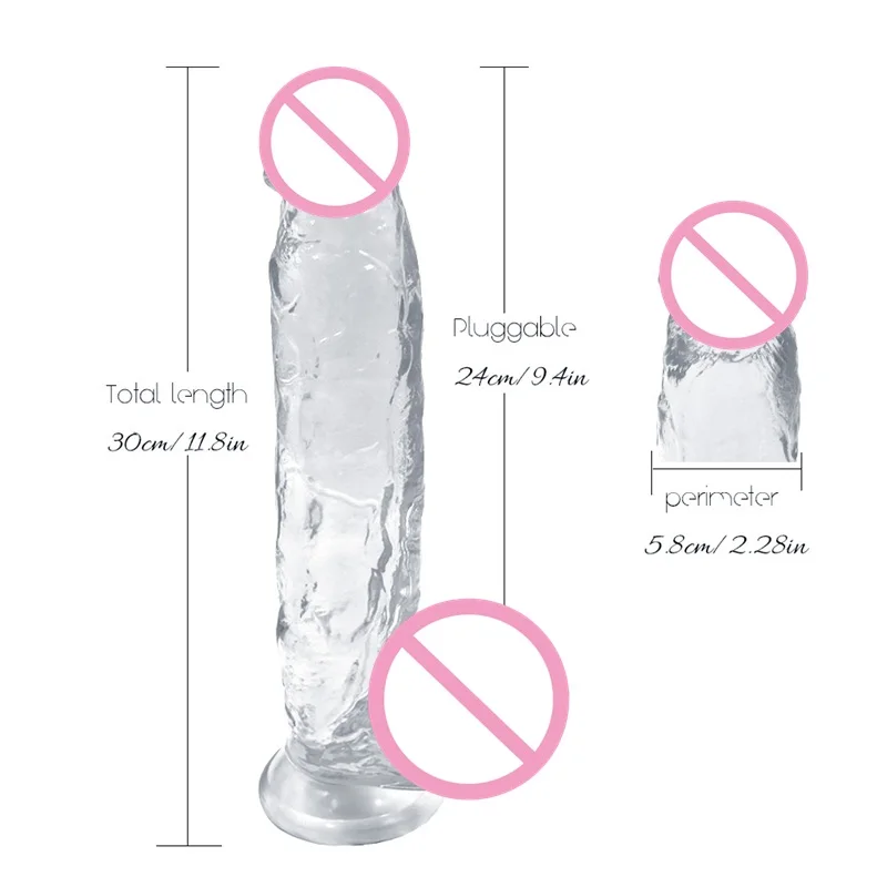 Большой конский дилдо 31*6 см с сильной присоской прозрачный реалистичный