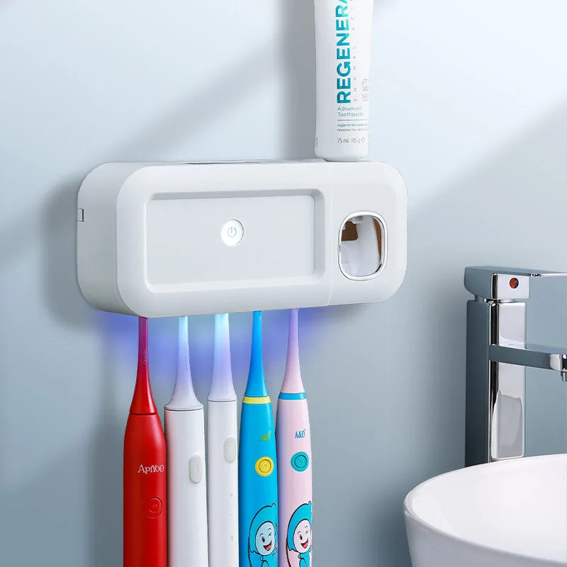 

Automatic Toothpaste Dispenser Wall Mount Dust-proof Toothbrush Holder Storage Rack Bathroom Organizer Accessories Tools