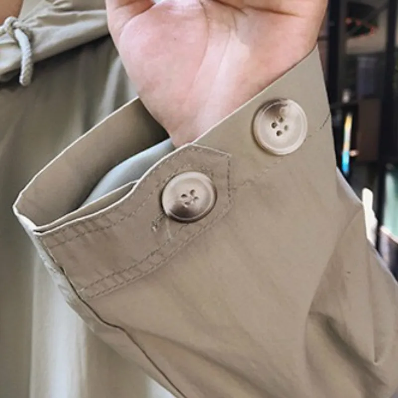 

Men Trench Autumn Solid Drawstring Hooded Cargo Outwear Loose Male Leisure All-match Zipper Simple Daily Fashion Ulzzang Basic