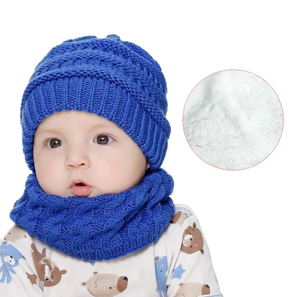 

Winter Hat For Girls Baby Boys Hat Children Knitted Beanies Thick Skullcap Hat Infant Toddler Neck Warm Scarf