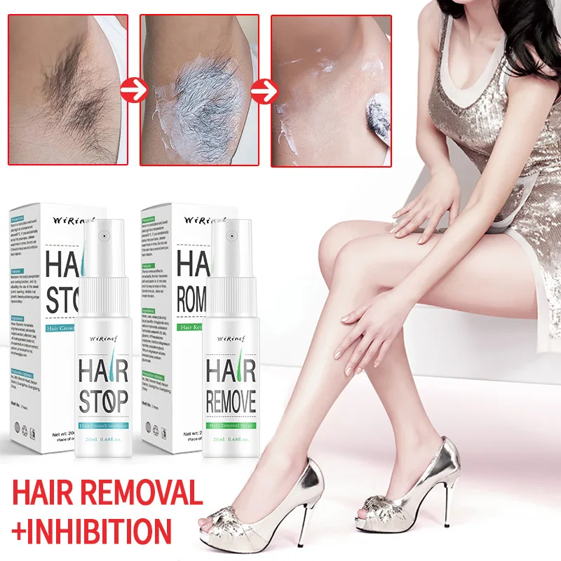 Liquid Hair Remover Spray Permanent Inhibitor Painless Removal Mild Prevent Growing Beard Bikini Legs | Бытовая техника