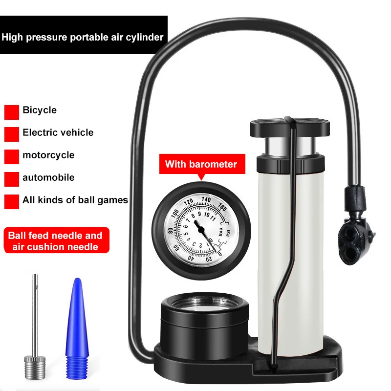 Professional Bike Tyre Inflator Mini Portable Bicycle Foot Pump With Pressure Gauge Accessories Multi-function Valve Air | Спорт и