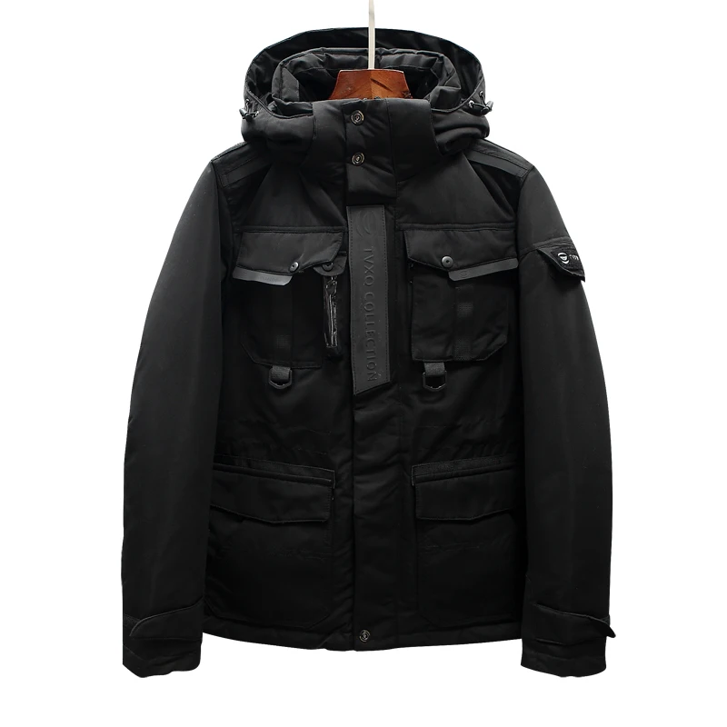 Мужская белая камуфляжная куртка на утином пуху водонепроницаемая парка с