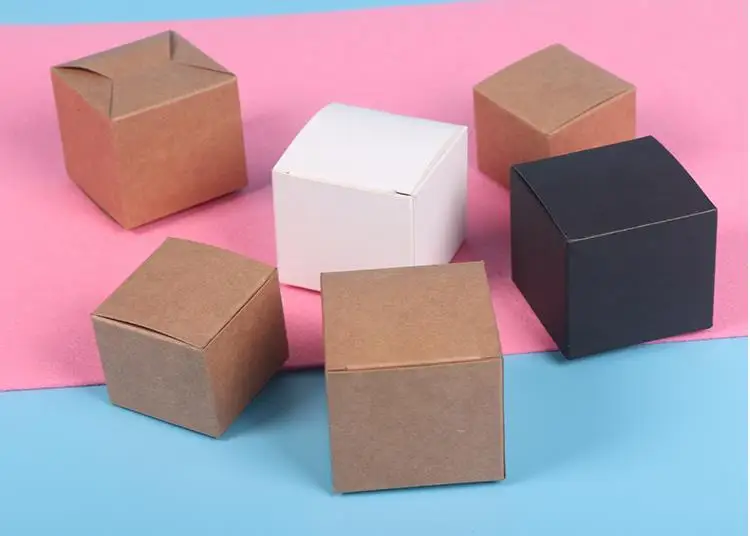 50pcs 6 Sizes Kraft Paper Small Box Cardboard Handmade Soap Brown Craft Gift White Packaging Jewelry Black | Дом и сад