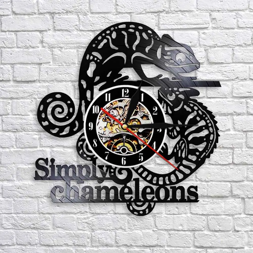 Просто Хамелеон 3D настенные часы под рептилию экзотические животное Виниловая