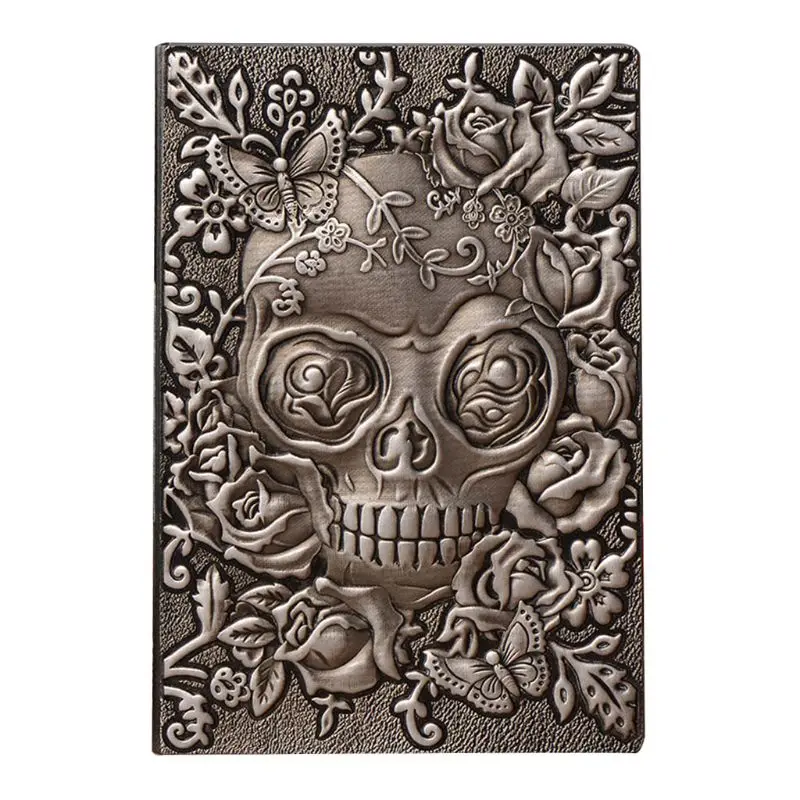 

Creative Skull Flower Embossed A5 Leather Notebook Journal Notepad Travel Diary Planner School Office Supplies