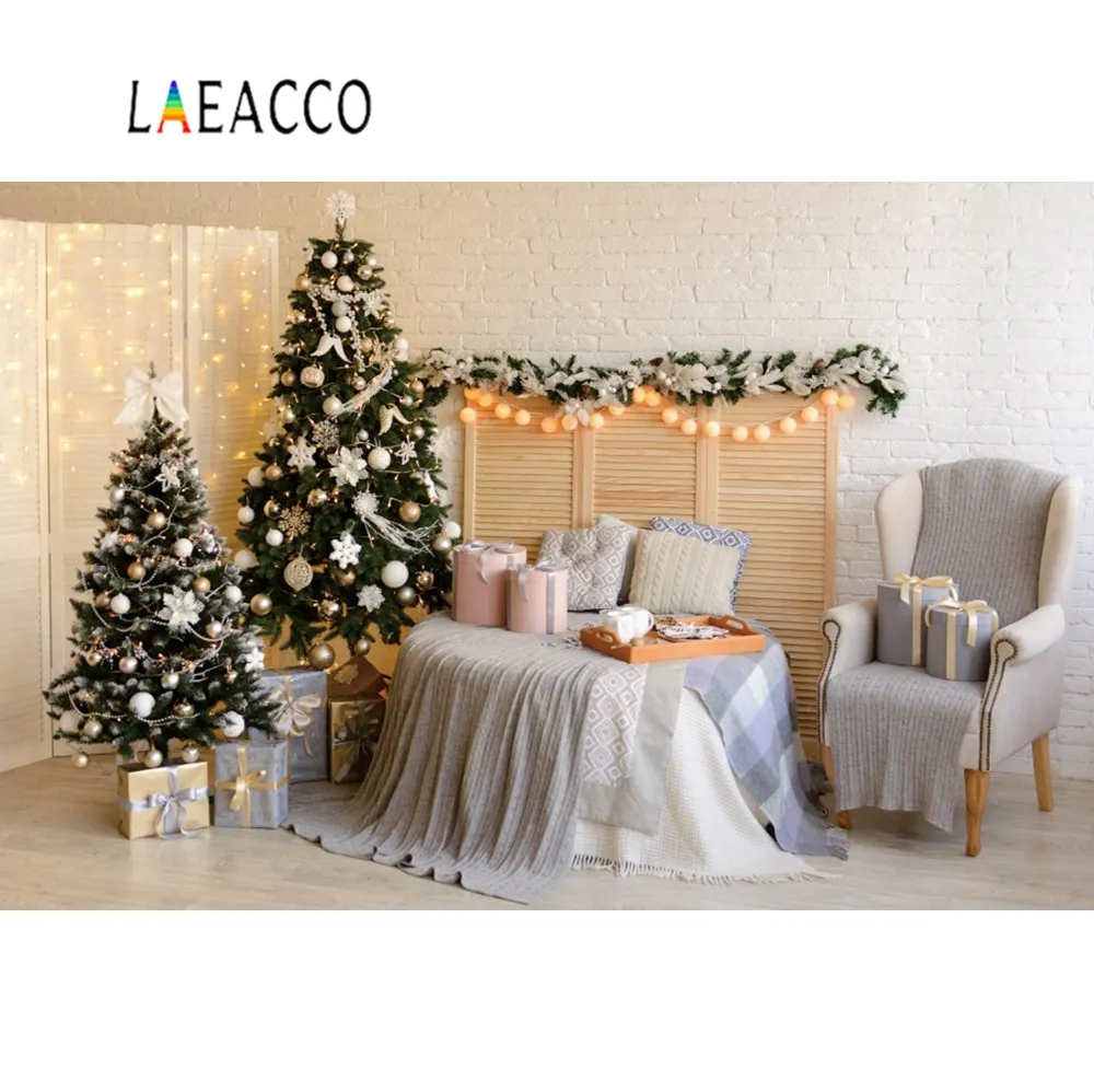 Laeacco Рождественская елка Декор Легкий стул подарок стол комната интерьер фото