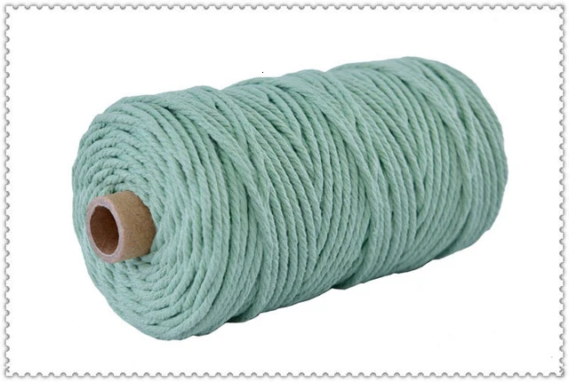 Light green 22 цвета, 100 м, 109 ярдов, цветная, цветная, ручная работа, длинный, макраме, хлопок, скрученный шнур, 3 мм, ручная работа, плетеная проволока - Цвет: Light green