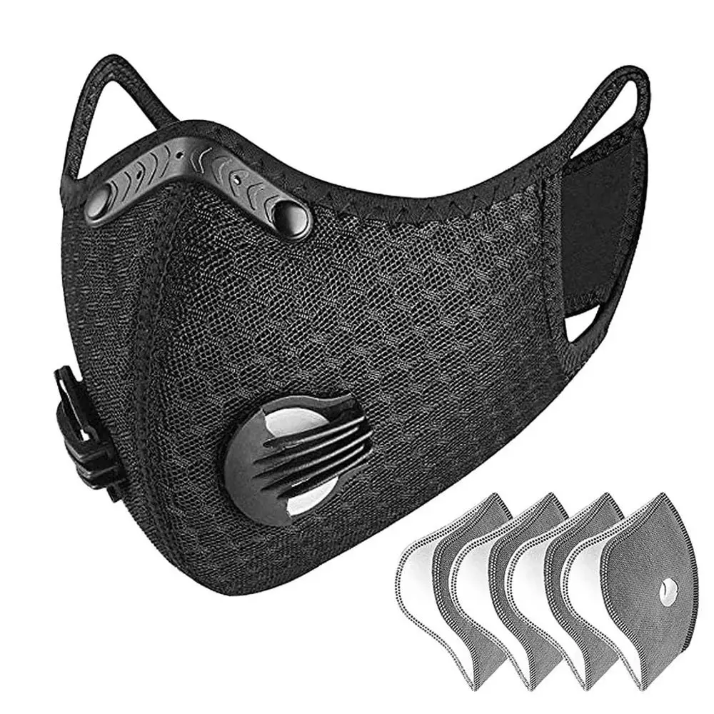 

1 шт. черная велосипедная лицевая крышка с 4 шт. фильтром унисекс пылезащитный чехол для спорта на открытом воздухе многоразовая маска mascarilla ...