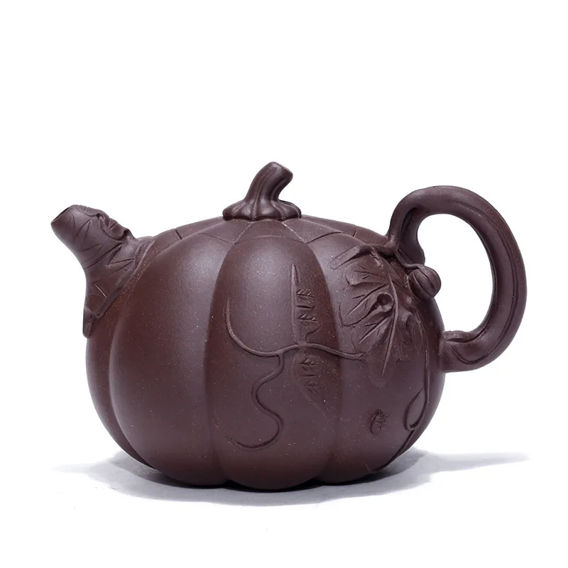 

Yixing Dark-red Enameled Pottery Teapot Raw Ore Purple Ink For Imprinting Of Seals Pumpkin Kettle Famous Wang Zhao Full Manual