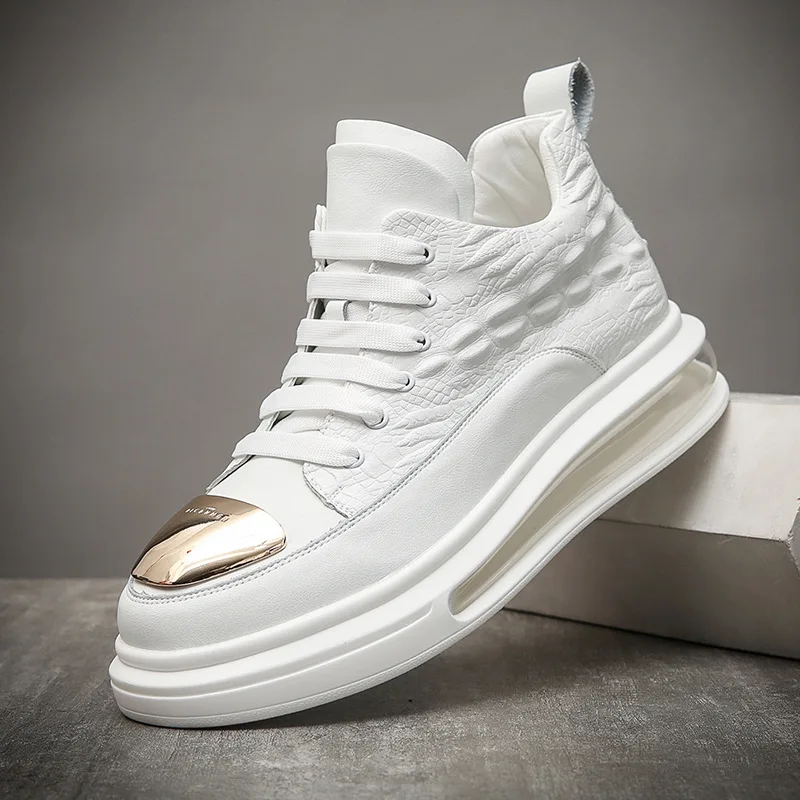 spesifikasi Sepatu Lari Pria Desain Merek Nyaman Bersirkulasi Sneakers Chunky Atas Tinggi Sepatu Olahraga Massgae Pria Kulit Asli Fashion