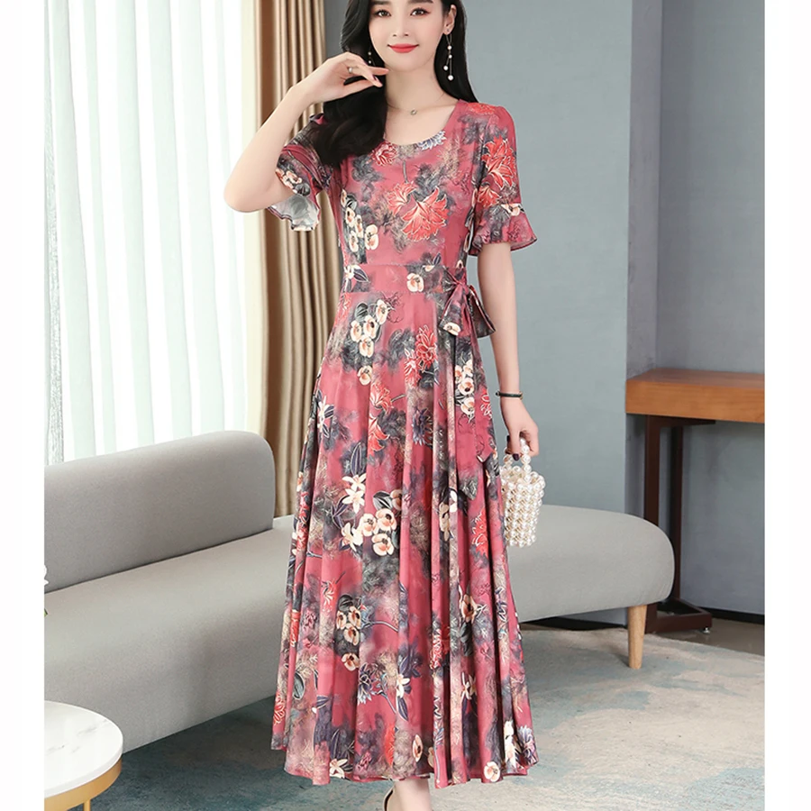 2021 сезон: весна-лето голубого цвета с цветочным принтом в богемном стиле длинное