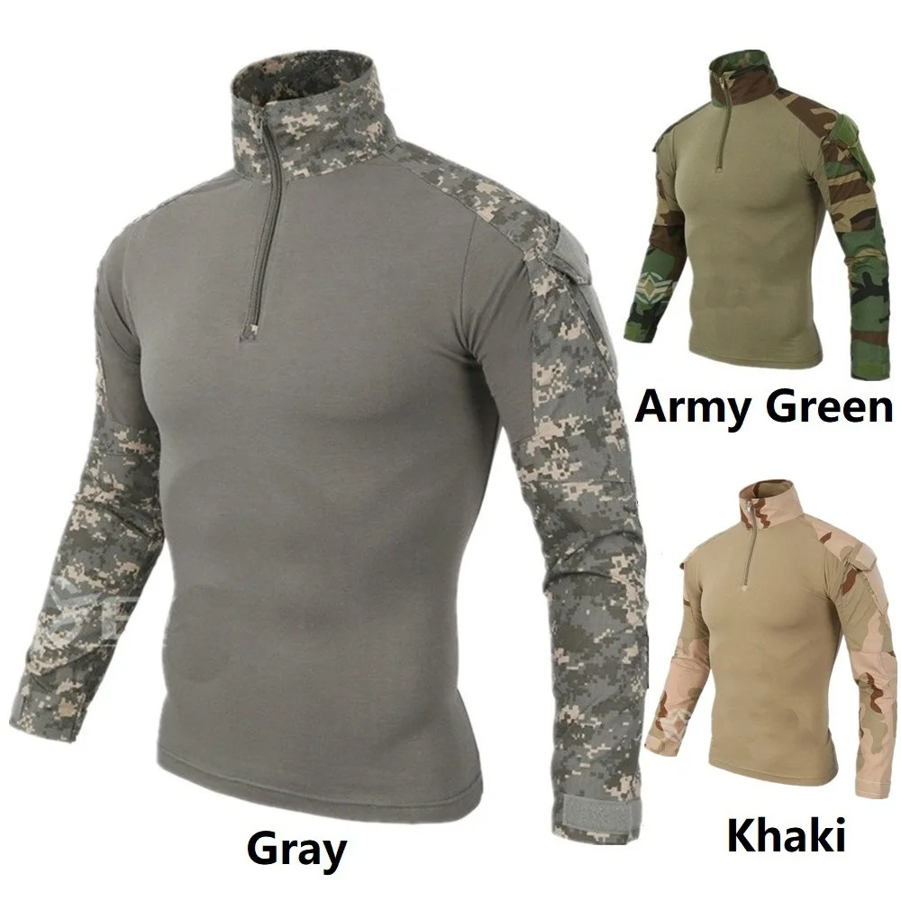 

ZOGAA New mens Camouflage Tactical Military Clothing Combat Shirt Assault long sleeve Tight T shirt Army Costume