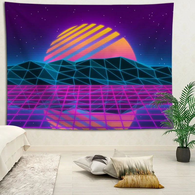 

Hot Sale Custom Vaporwave Geometric Patterns Large Tapestry Wall Hanging Bohemian Tapestries Mandala Art Decor 75X100CM