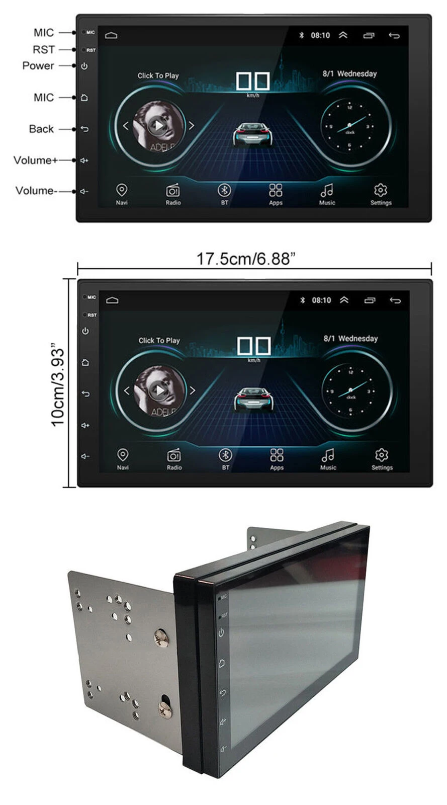 7022C+ Android 9,1 " дюймовый автомобильный стерео 2 Din FM gps навигатор радио плеер wifi Аудио плеер Aux вход Авто MP5 плеер SD USB