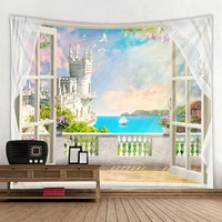 garden tapestry outside the window holiday scene decoration background wall decoration hanging cloth extra large size optiona