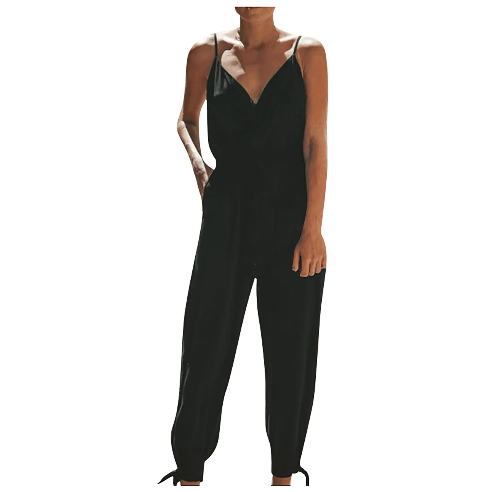 

Women's Fashion Casual Sleeveless Peacock Solid Printed Camisole Jumpsuit