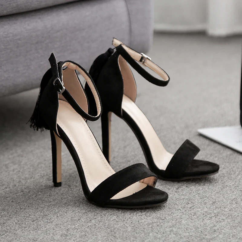 

2019 Summer Women 11.5cm High Heels Leopard Strap Sandals Female Fetish Sexy Shoes Lady Valentine Stiletto Fringe Stripper Pumps