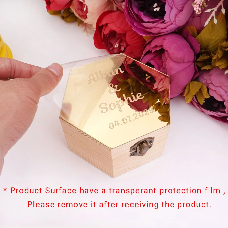 Коробка шестиугольной формы с зеркальной крышкой деревянные подарочные коробки