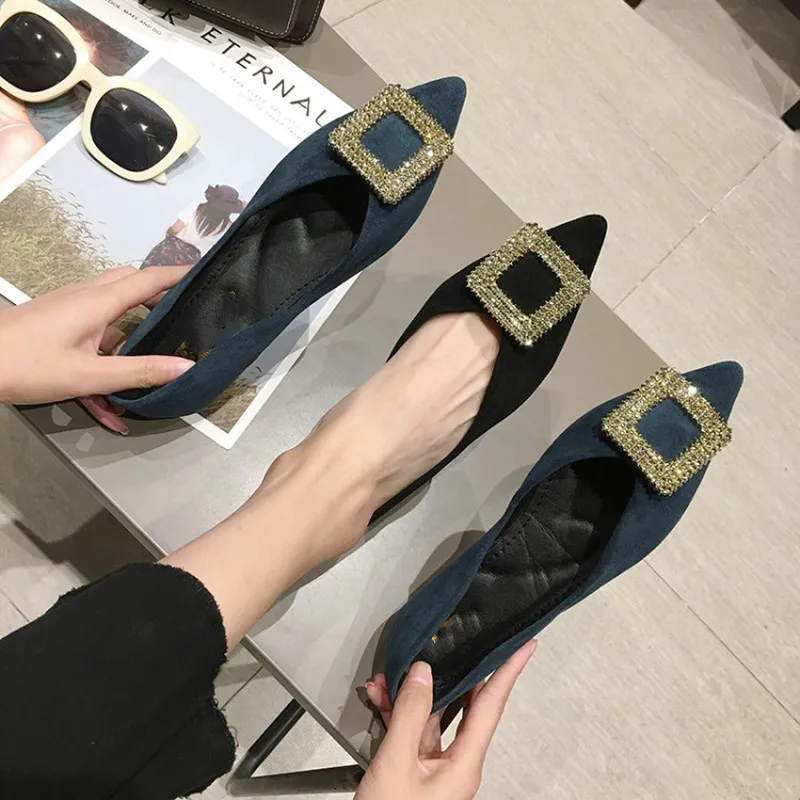 2019 туфли на плоской подошве Женская обувь с острым носком Повседневная