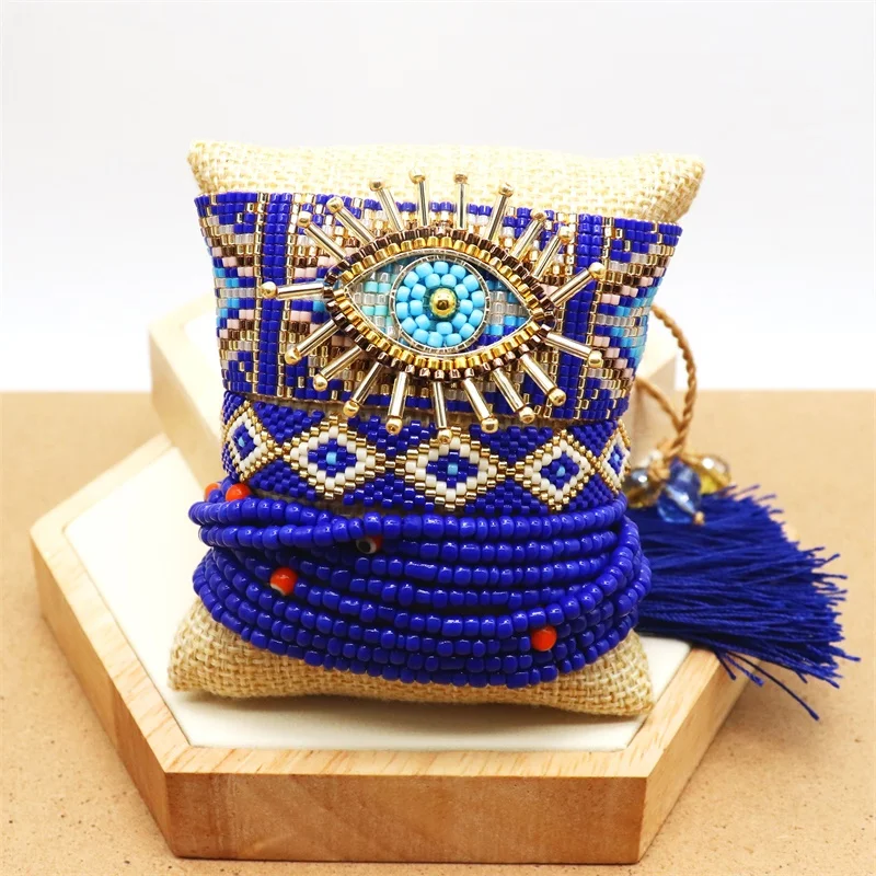 

ZHONGVI Turkish Evil Eye Bracelet Luxury Bracelets Handmade Woven Bileklik Armband Pulseras Mujer Moda 2021 Miyuki Bead Bracelet