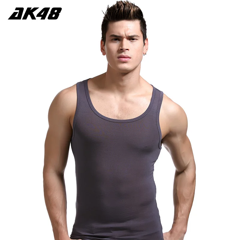 

BOBTXS Men's underwear thin sweat vest summer modal sports hurdle tight fitness elastic sleeveless bottoming shirt