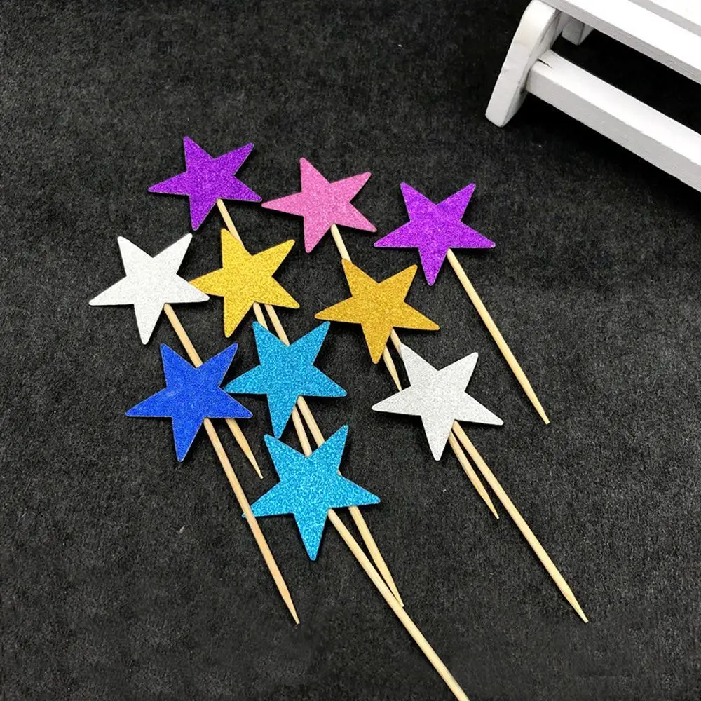 10 шт./лот блестящий золотой серебряный Звездный торт украшение для детского дня