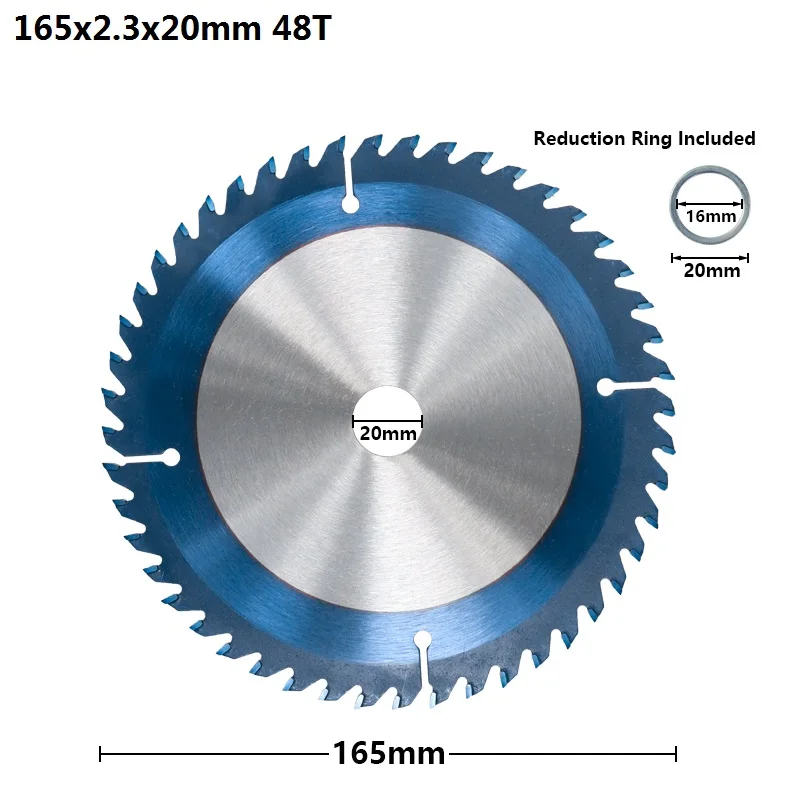 165x2.3x20x48T XCAN 1 шт. 165-300 мм TCT пильный диск Nano голубое покрытие циркулярная пила Лезвие для обработки древесины режущие диски твердосплавный пильный диск - Цвет: 165x2.3x20x48T
