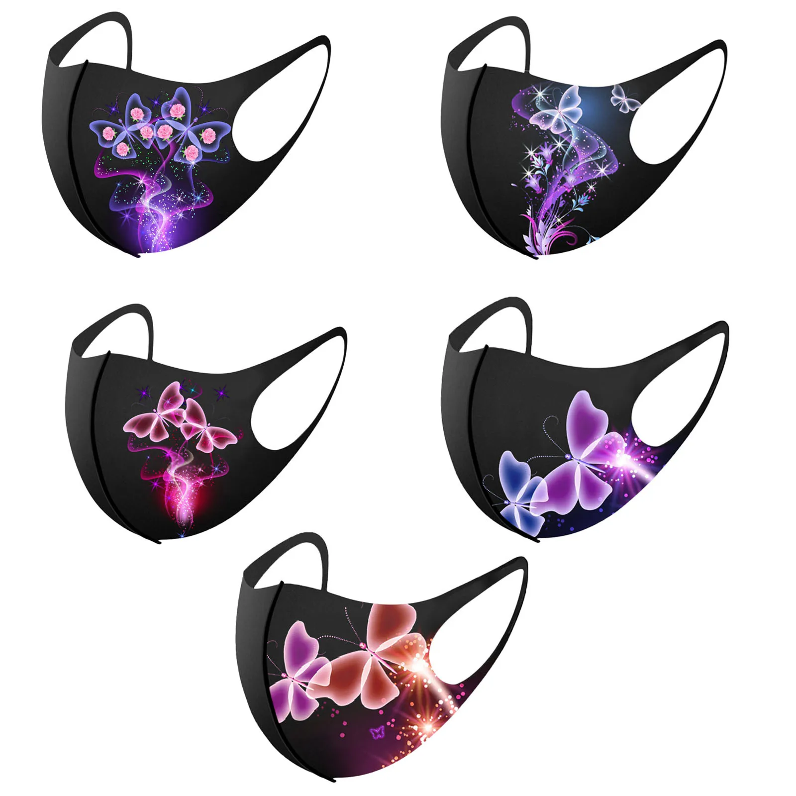 

Printed Masks 5pcs Adult Butterfly Mouth Mask For Protection Washable Earloop Mascarillas Reusable Face Cover Facial Maske Masqu
