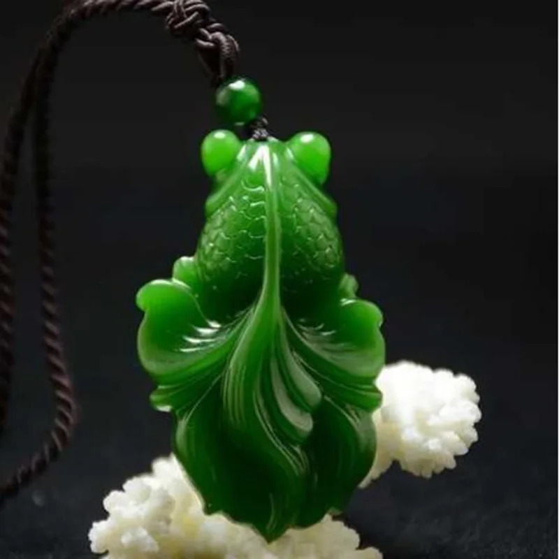 Китайская зеленая Нефритовая Золотая рыбка нефритовая подвеска ювелирное