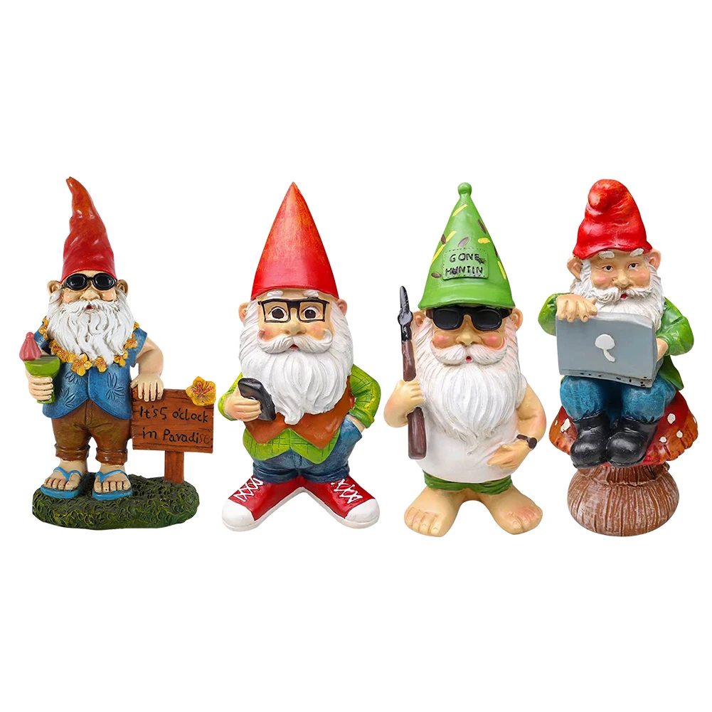 

Garden Gnome Statue Ornament Creative Dwarf Miniature Collectible Figurine Dwarf Resin Craft Indoor Outdoor Patio Home Decor