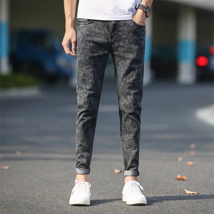 2019 CHOLYL Men's Skinny Jeans Gray Denim New Fashion Men Pencil Pants Slim Long | Мужская одежда