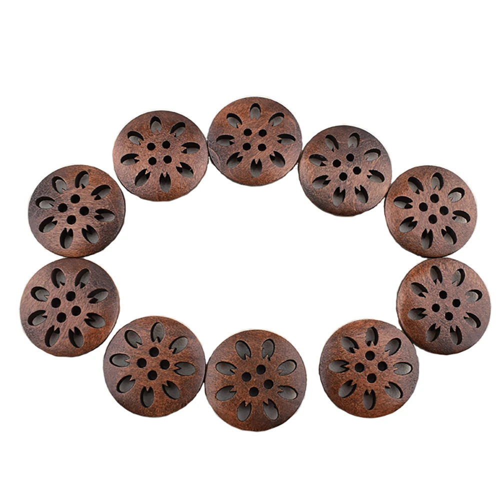

Chainho,Wooden Buttons,Vintage,Openwork Engraving,DIY Sewing Material,Crafts & Home Decoration Accessories,25 Pieces,25mm,B013