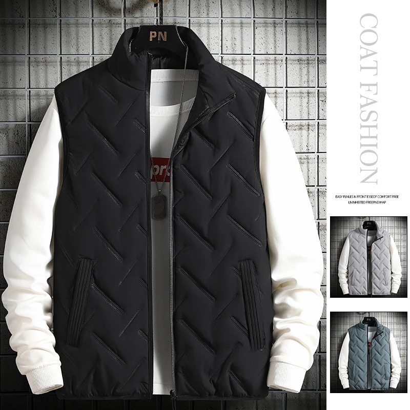 Mens Jacket Sleeveless Vest 2021 Autumn Winter Fashion Vests Casual Coats Male Cotton Men's Men Thicken Waistcoat M-5XL | Мужская