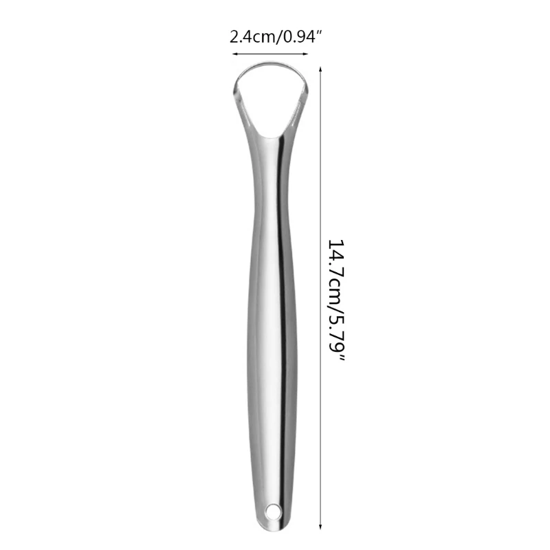 

094E Stainless Steel Tongue Scraper Metal Oral Care Hygiene Cleaner Brush Fresh Breath Maker Reusable Mouth Cleaning Tool for