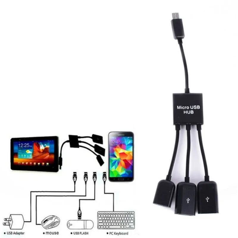 Power Charging keyboard mouse card reader 3Port Micro USB OTG Hub Host Cable For Samsung Sony | Электроника