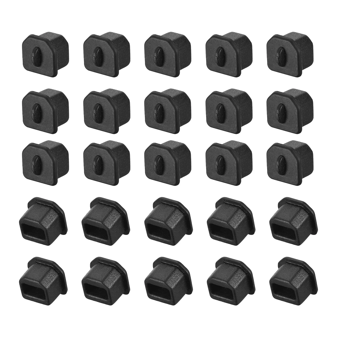 

20pcs Silicone USB B Anti-Dust Stopper Cap Cover Black Dust Plug Port Protector 8x7.3mm Outside Install 6x3.5mm Inside Install