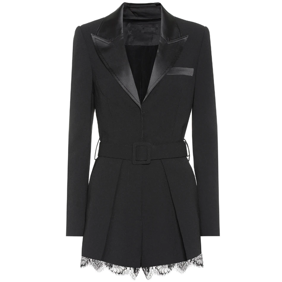

Ailigou 2020 New Ladies Office Fashion Overalls Tight Black V-Neck Belt Long Sleeve Button Lace Sexy Celebrity Party Jumpsuit