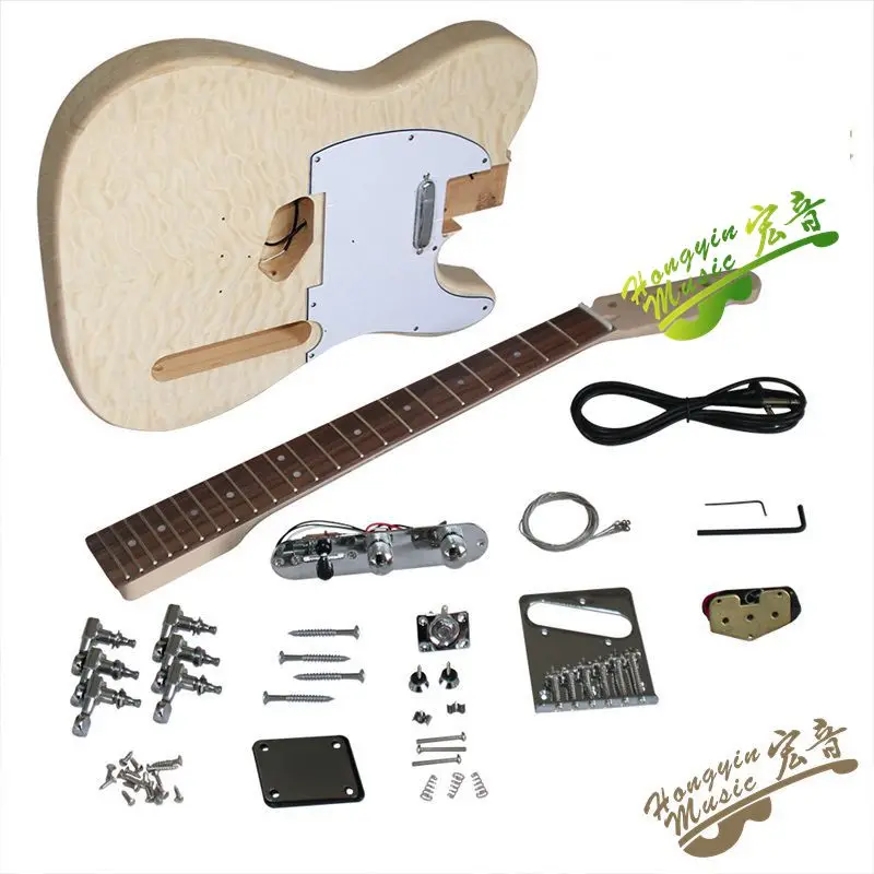 tl estilo agua ondulaciones madera guitarra eléctrica diy kit set linde cuerpo palisandro diapasón durable arce cuello gitarre free global s